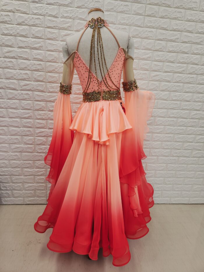 試着・レンタル・購入】社交ダンスドレス オレンジ Mサイズ