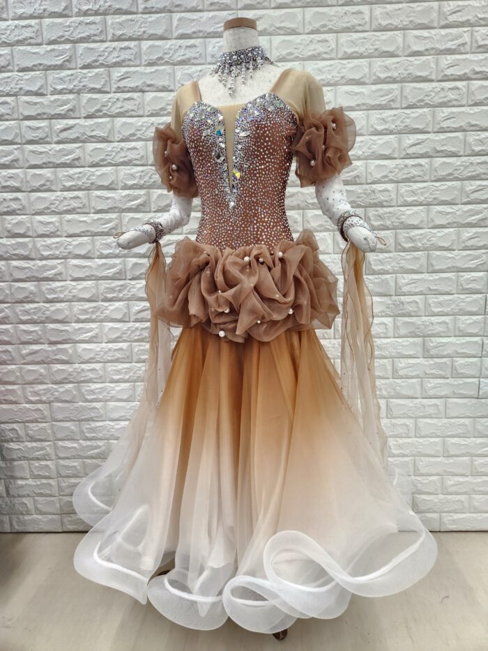 試着・レンタル・購入】社交ダンスドレス ブラウン SMサイズ