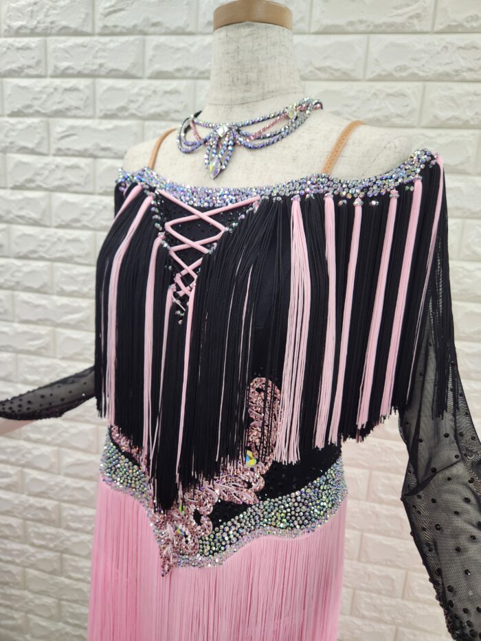 試着・レンタル・購入】社交ダンスドレス LLサイズ ブラック/ピンク