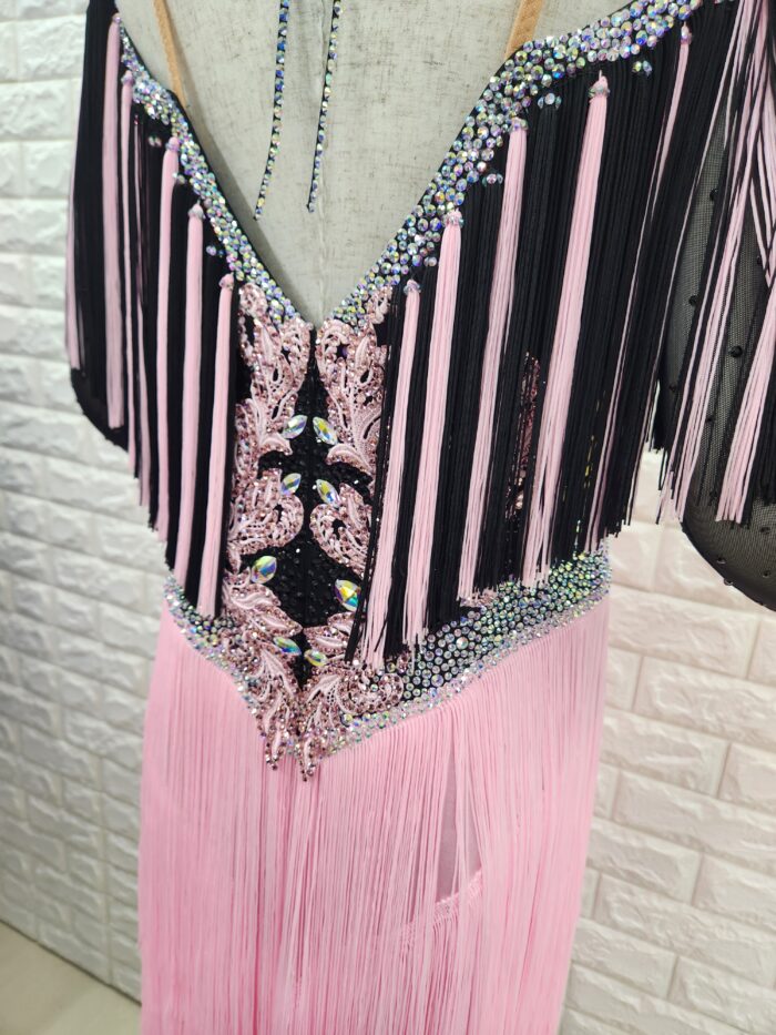 試着・レンタル・購入】社交ダンスドレス LLサイズ ブラック/ピンク