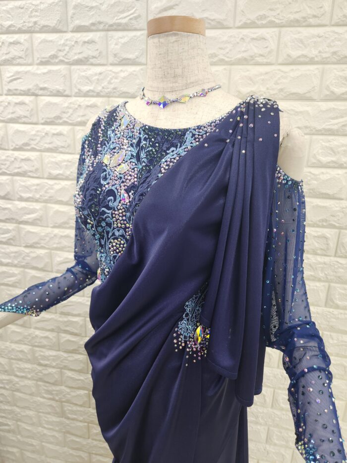 試着・レンタル・購入】社交ダンスドレス Lサイズ ネイビーラテン