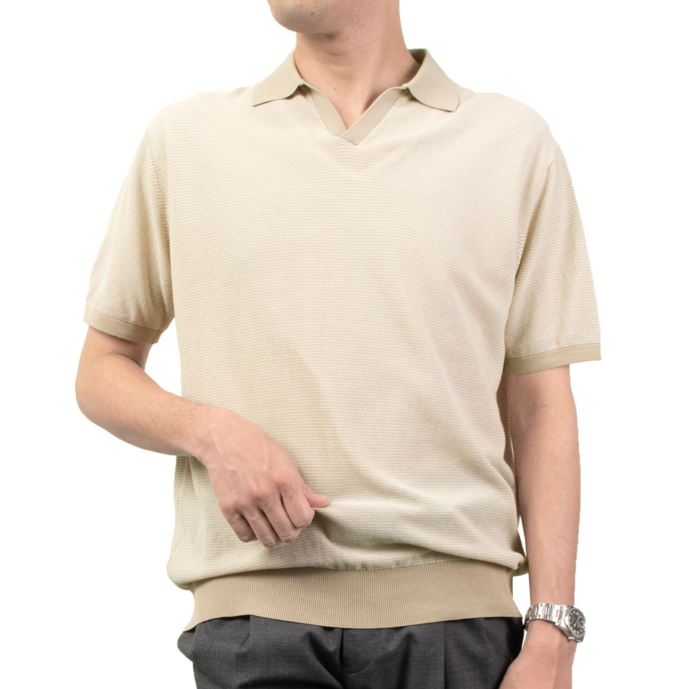 CHOYA URBAN STYLE サマーニット ニットポロシャツ 半袖 夏 ベージュ