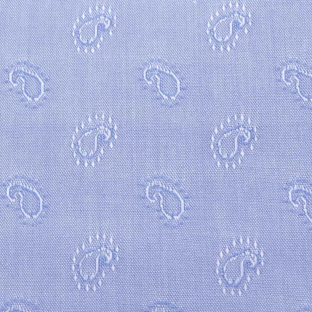 ワイシャツ 花柄 草木、ボタニカル ペイズリー ブルー ジャカード