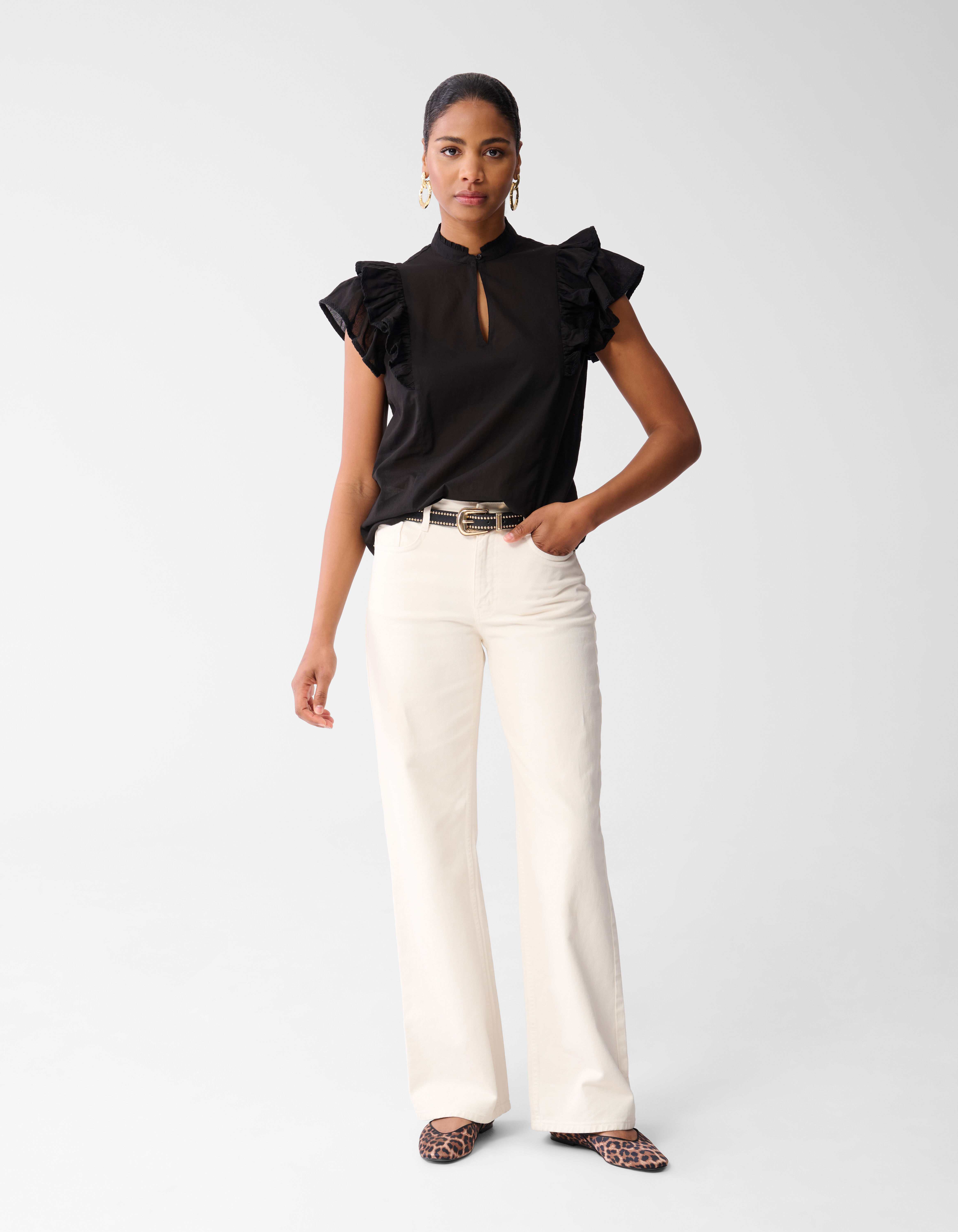 Ruffle Top Zwart | Shoeby