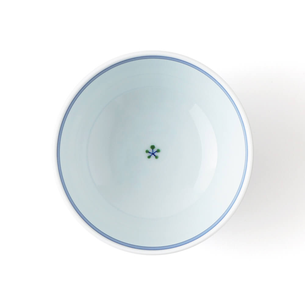 B486b「染錦梅小紋 飯碗」源右衛門作 共箱 是米木窯 古伊万里 食器 染