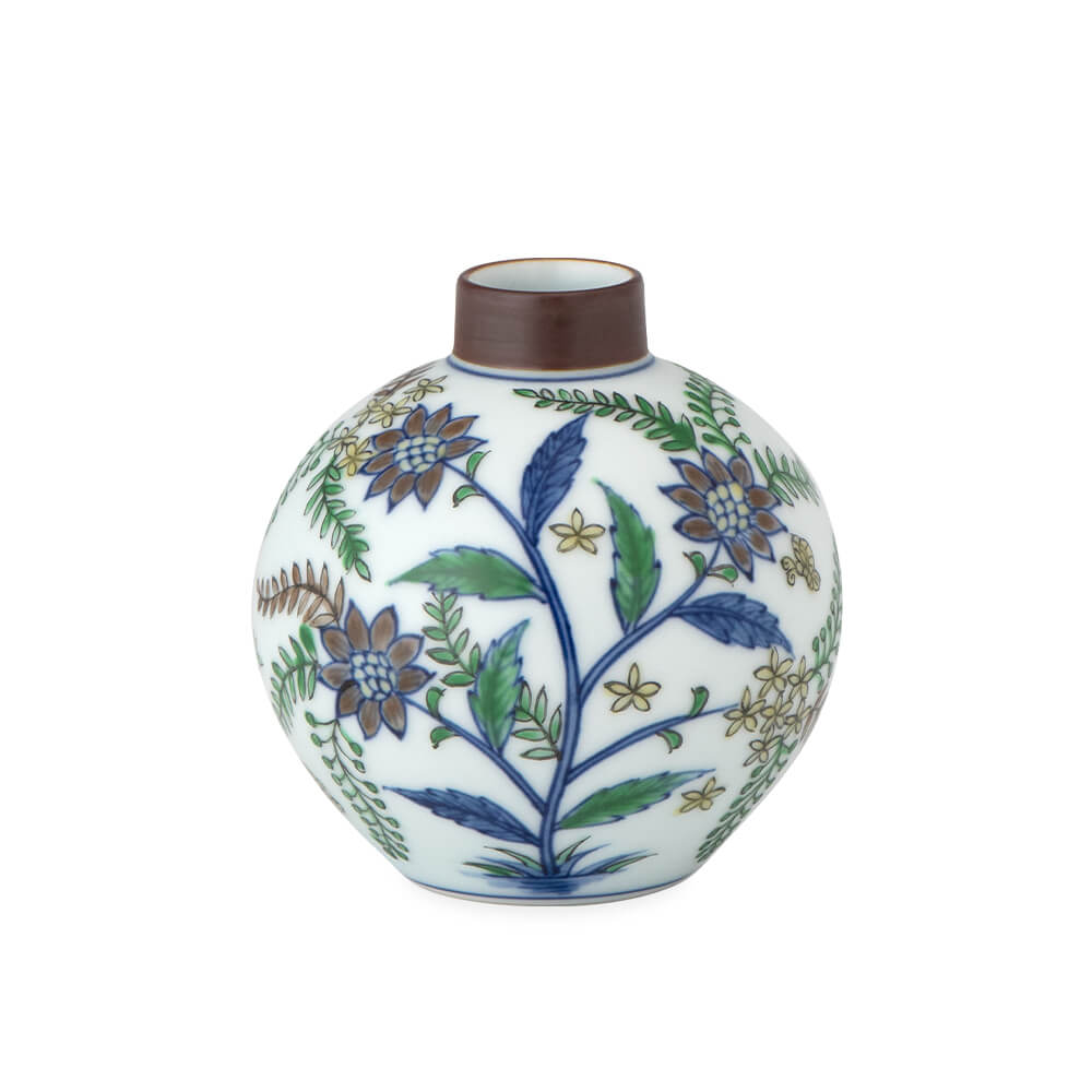 染錦更紗手花蝶文 小花瓶 ｜ 有田焼の源右衛門窯公式オンラインショップ