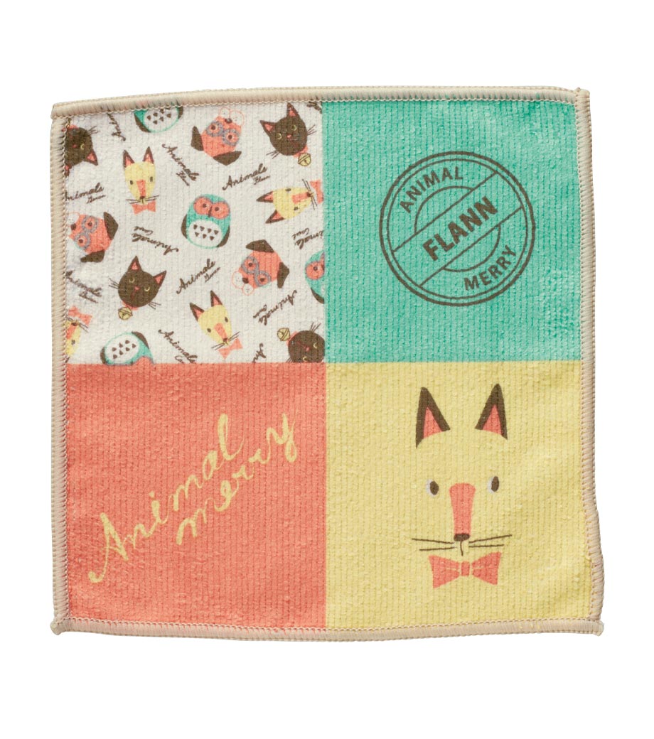 アニマルメリーパネルハンカチタオル｜最安値￥75|ほしい！ノベルティ