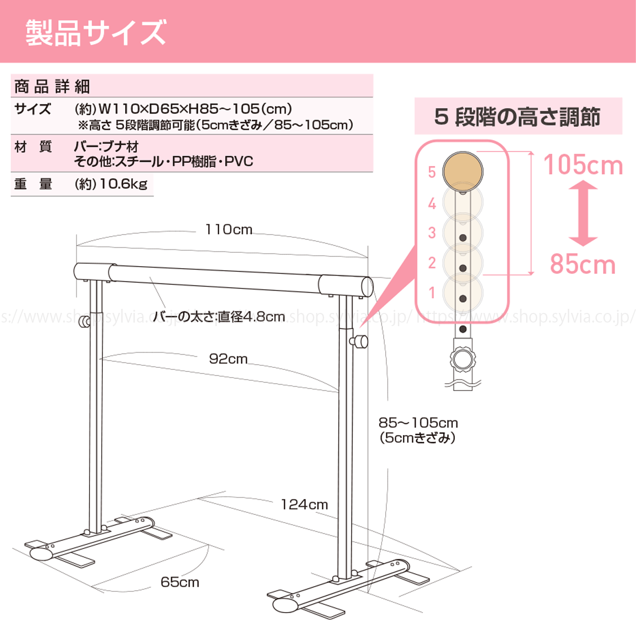 シルビア バレエレッスンスタンド＋TFリュームセット（スタンド＆バー