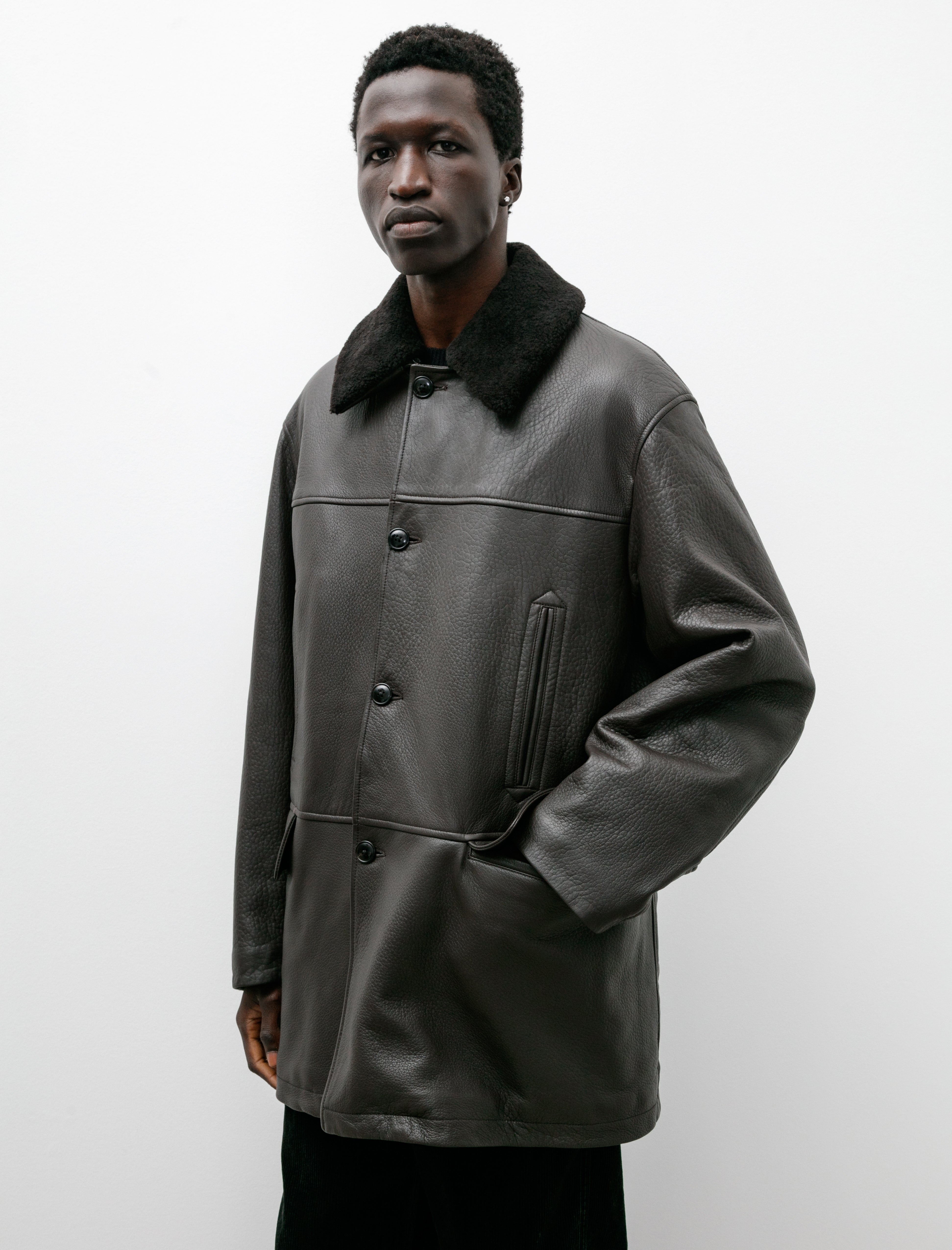 Comoli Sheep Grain Leather Coat Brown – Neighbour