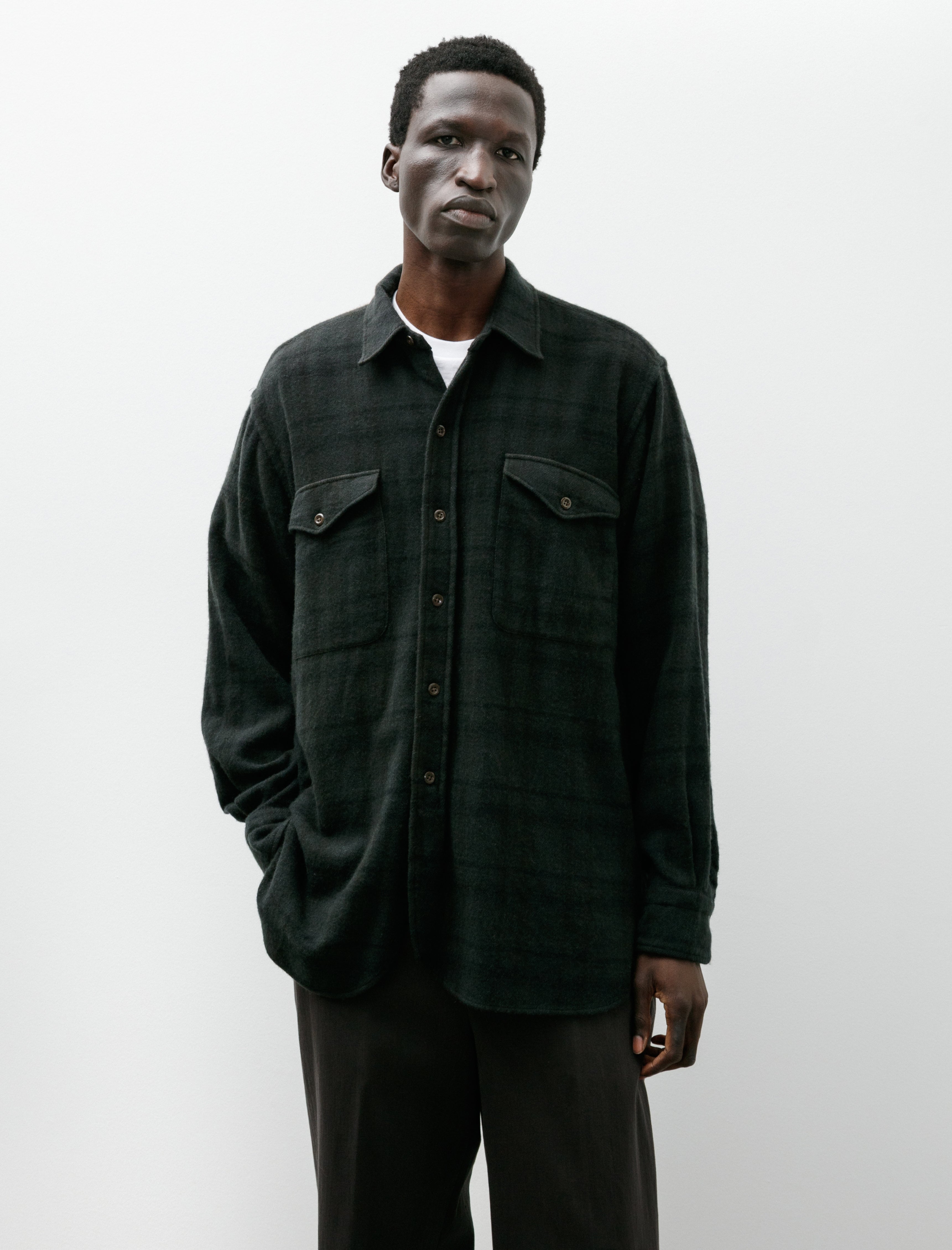 Maatee & Sons Cashmere Nel Shirt Dark Green Check – Neighbour