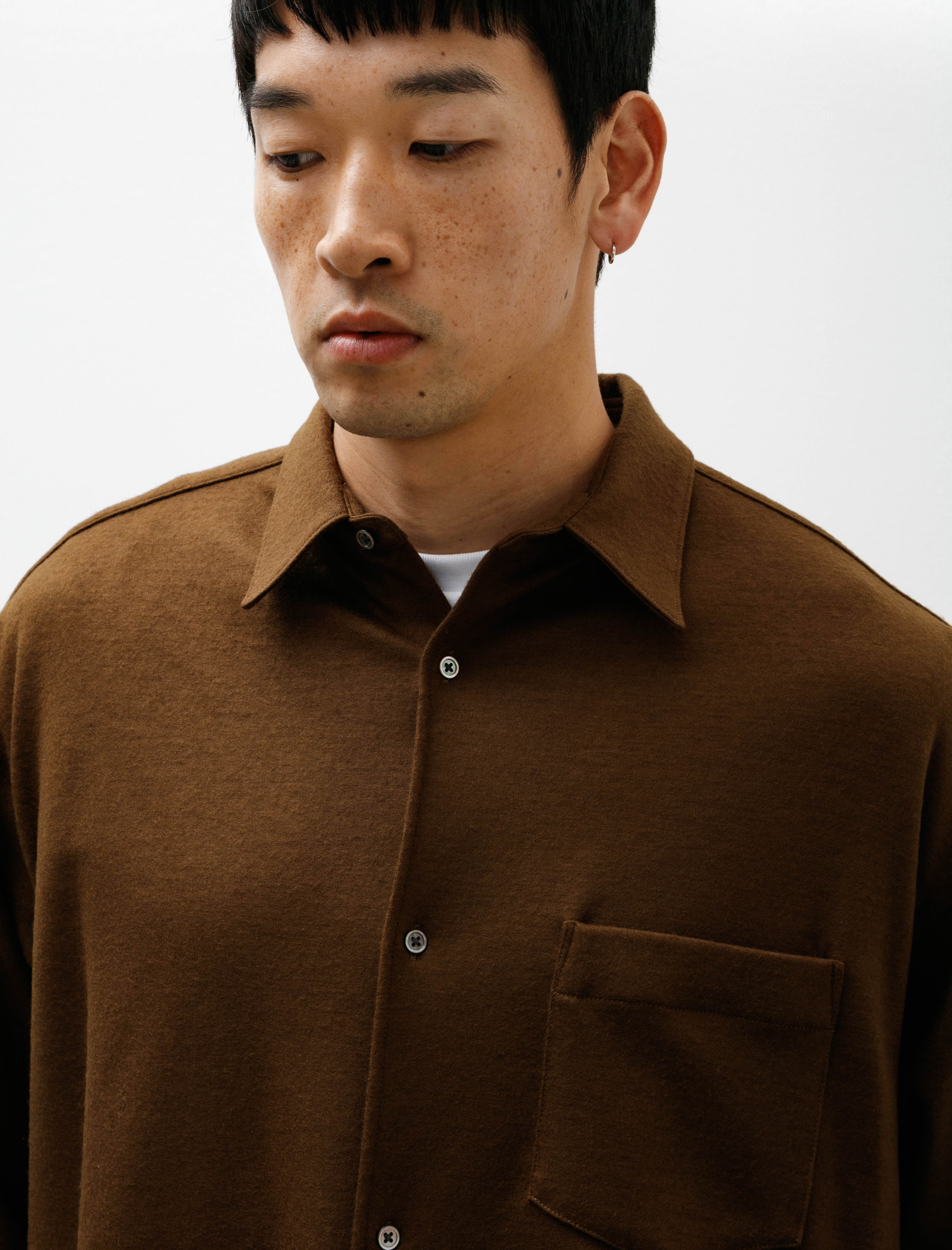 Graphpaper Wool Smooth Flannel Oversized Regular Collar Shirt