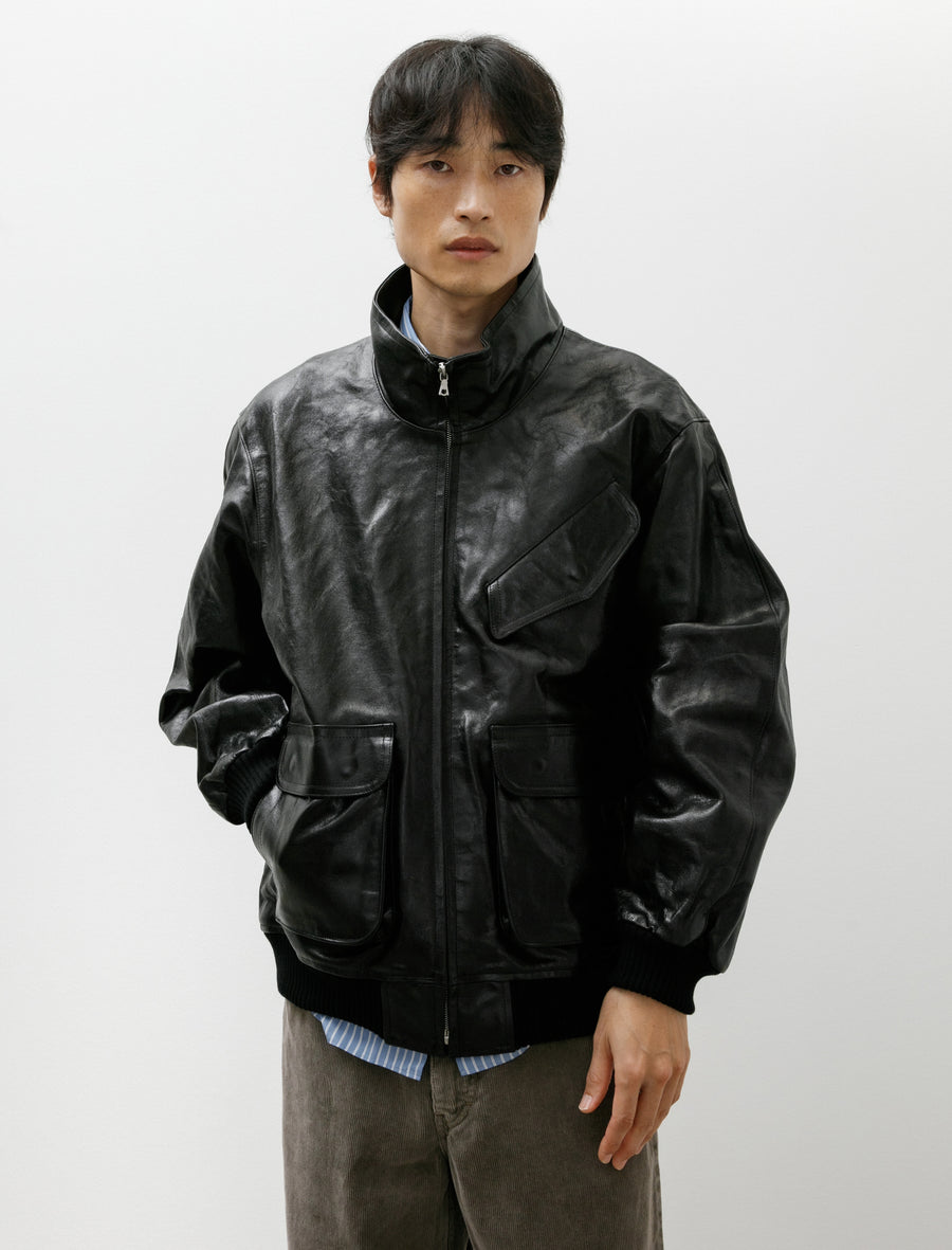 Auralee Lamb Leather Zip Blouson Black – Neighbour