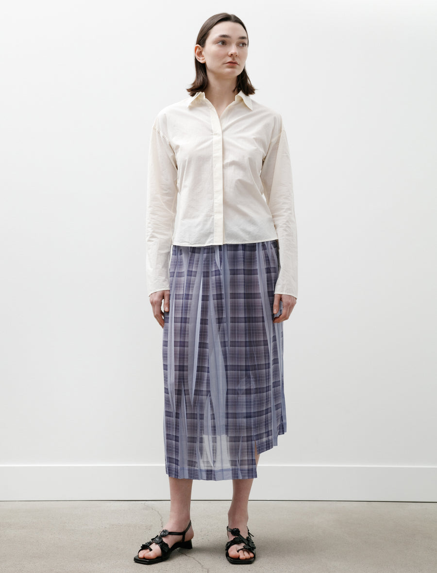 Y's by Yohji Yamamoto Pleat Printed Plaid Skirt Light Blue – Neighbour