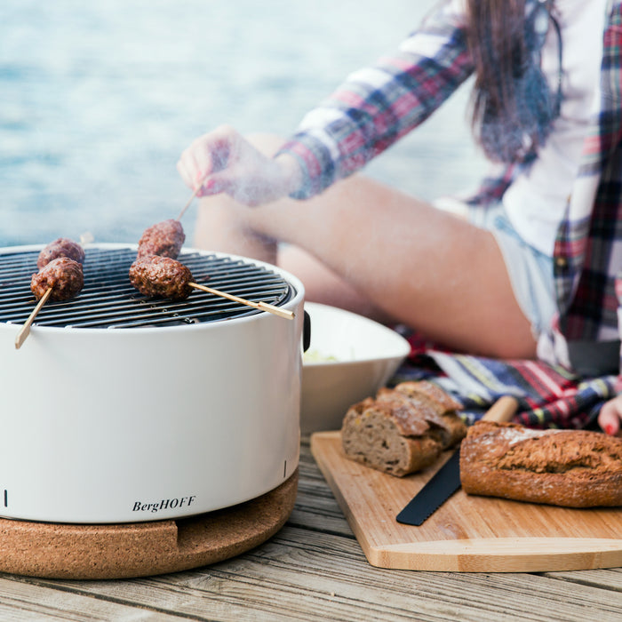 BergHOFF Leo Portable Tabletop Barbecue Charcoal Grill, White