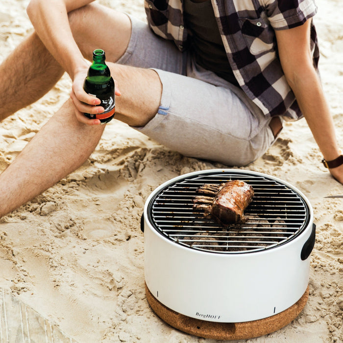 BergHOFF Leo Portable Tabletop Barbecue Charcoal Grill, White