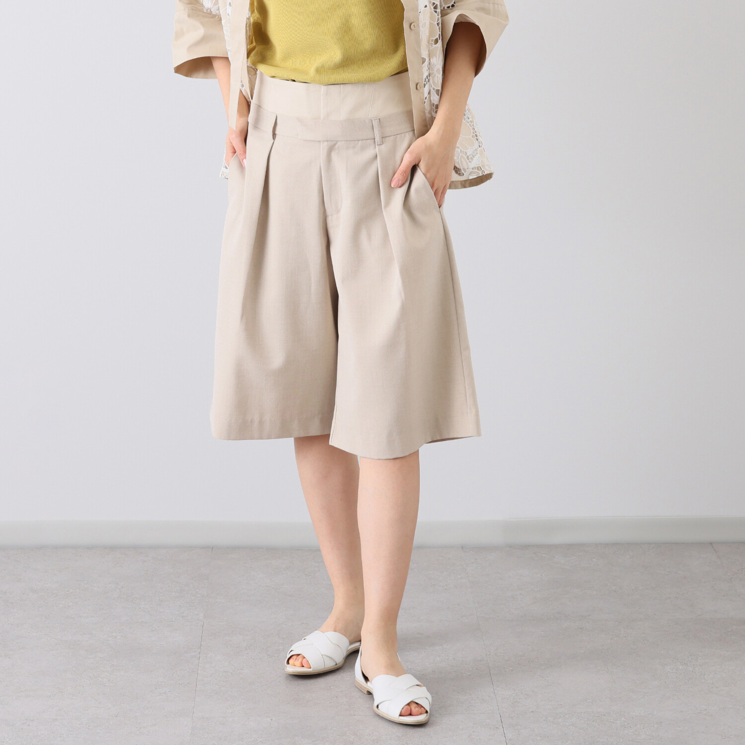 キリ エ キリ ダブルベルトデザイン キュロットパンツ- ショップチャンネル