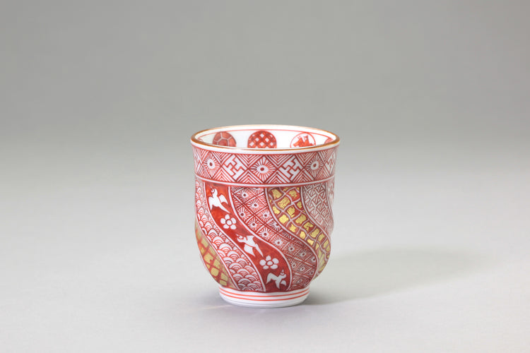 捻祥瑞意古紋金箔散湯呑 - 松谷窯 叶松谷