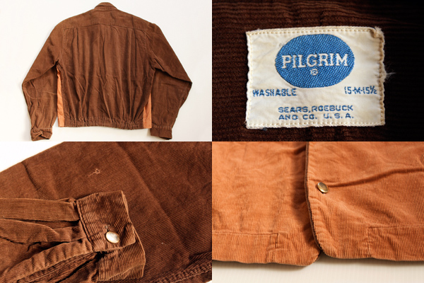 60s SEARS PILGRIMピルグリム ツートン コーデュロイシャツ M