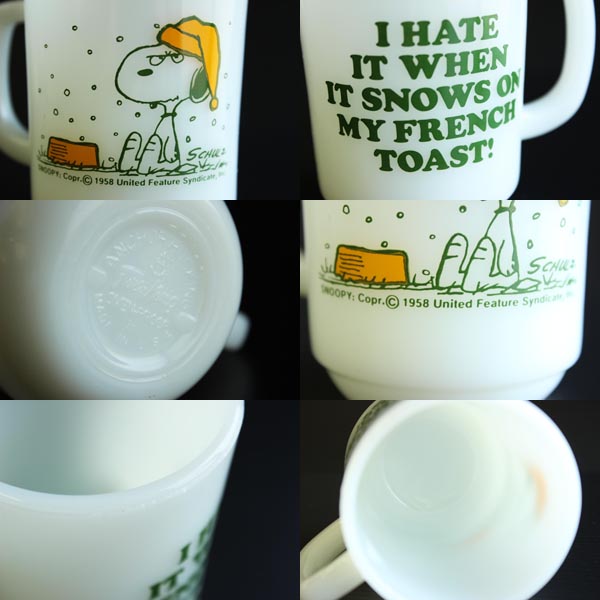 70s USA製 Fire-Kingファイヤーキング スヌーピー フレンチトースト