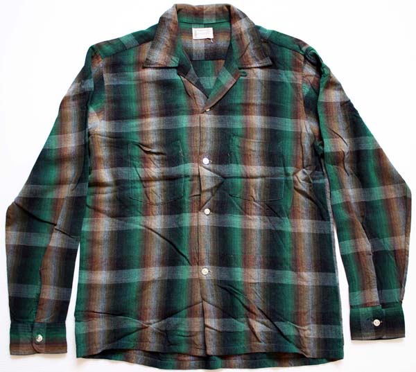 60s Penneys TOWNCRAFT オンブレチェック レーヨンシャツ M