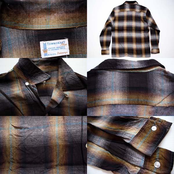 60s Penneys TOWNCRAFT オンブレチェック レーヨンシャツ M