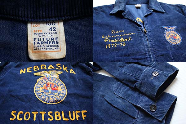 60s FFA FUTURE FARMERS NEBRASKA チェーン刺繍&パッチ付き