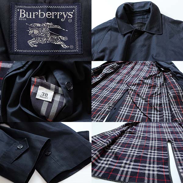 Burberrysバーバリー ウールライナー付き ステンカラーコート 紺 38S