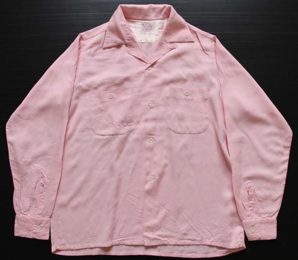 50s Essley レーヨンシャツ ピンク S - Sixpacjoe Web Shop