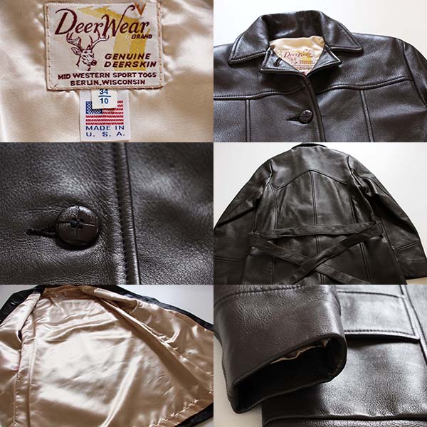 USA製 Deer Wear ディアスキン レザーコート 10/34 - Sixpacjoe Web Shop