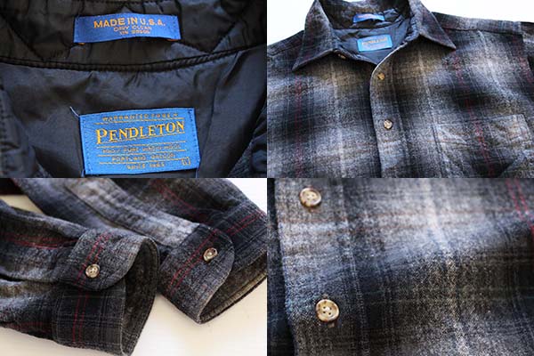90s USA製 PENDLETONペンドルトン オンブレチェック ウールシャツ L