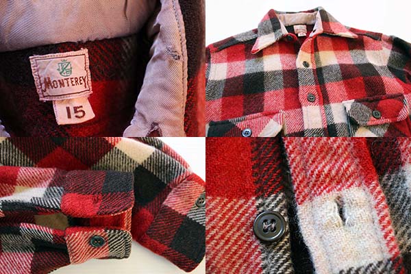 50s MONTEREY チェック マチ付き ウールシャツ 15 - Sixpacjoe Web Shop