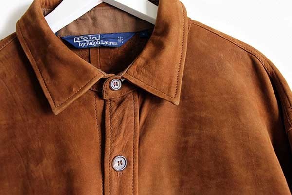 90s ポロ ラルフローレン ディアスキン スエード レザー シャツ