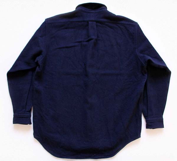 90s USA製 ラルフローレン ワンポイント ボタンダウン ウールシャツ 紺
