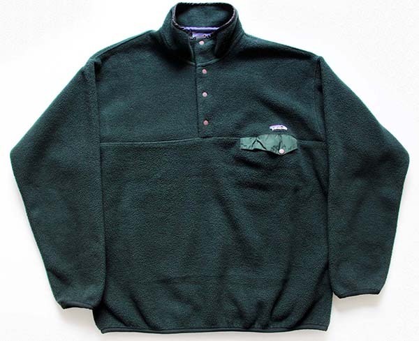90s patagoniaパタゴニア シンチラ フリース スナップT 深緑 XL