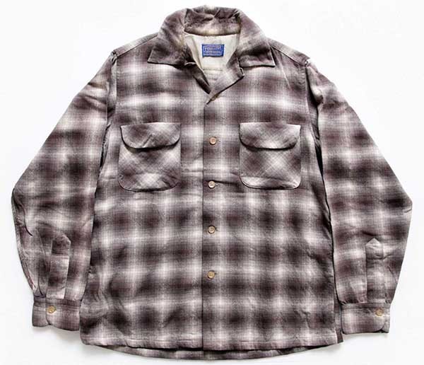 50s PENDLETONペンドルトン オンブレチェック オープンカラー ウール