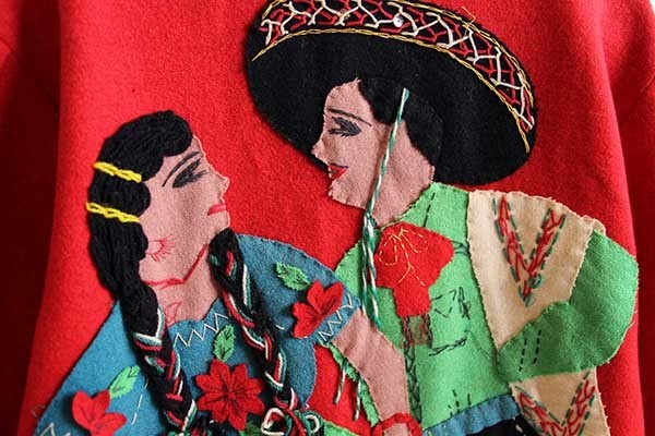 50s メキシコ製 Garcia Leal ハンドメイド 刺繍入り メキシカン ウール
