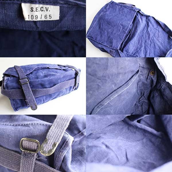 60s フランス軍 リネン ショルダーバッグ インクブルー - Sixpacjoe