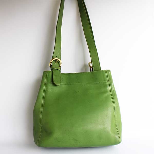 COACH オールド コーチ レザー トートバッグ 黄緑☆F7M-4157