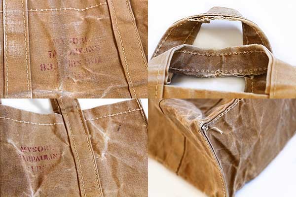 ビンテージ UNKNOWN ステンシル ワックスコットン トートバッグ カーキ