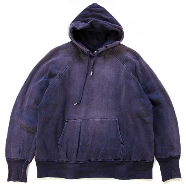 60s B.V.D. 無地 裏サーマル コットン スウェットパーカー ナス紺