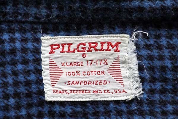 60s SEARS PILGRIMピルグリム 千鳥格子 マチ付き コットン プリント