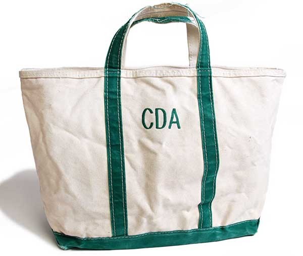 80s L.L.Bean BOAT AND TOTE CDA刺繍 耳付き キャンバス トートバッグ