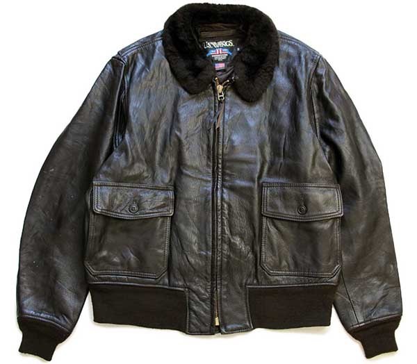 80s USA製 U.S.WINGS G-1タイプ フライト レザージャケット 焦げ茶 50