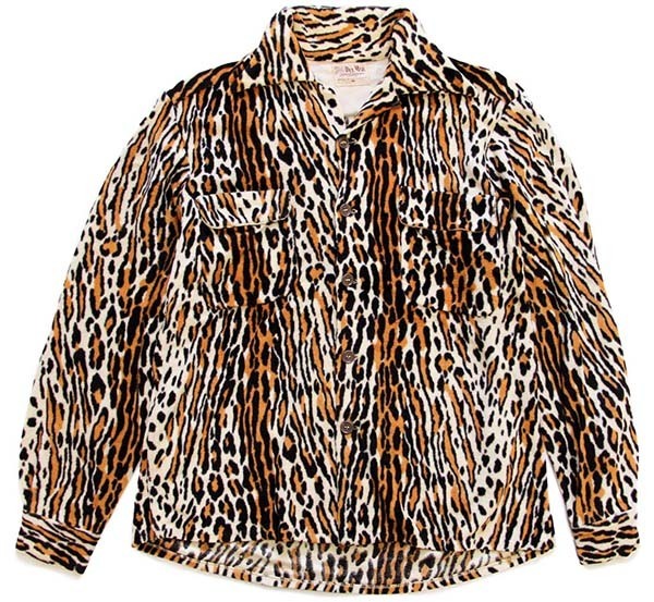 50s USA製 DEL MAR レオパード柄 オープンカラーシャツ M☆B