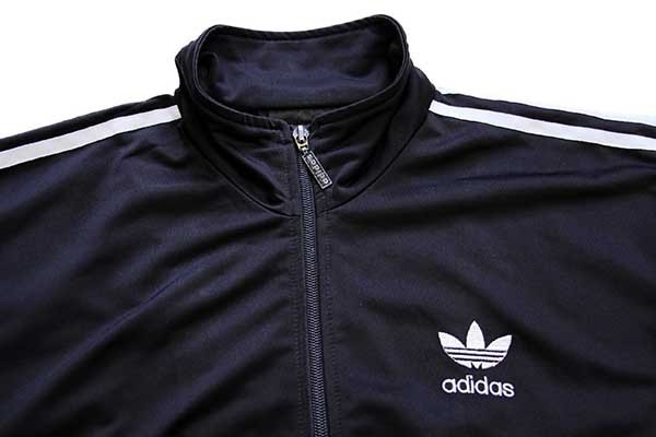 90s adidasアディダス トレフォイル ロゴ刺繍 トラックジャケット 黒
