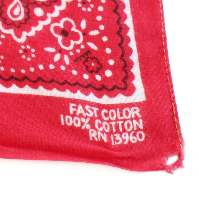 60s FAST COLOR RN13960 クッキー柄 コットン バンダナ 赤☆16