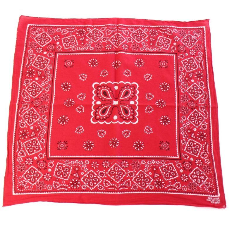 60s FAST COLOR RN13960 クッキー柄 コットン バンダナ 赤☆16