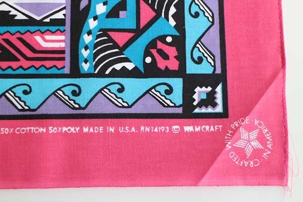 デッドストック☆80s USA製 WAMCRAFT ネイティブ柄 バンダナ