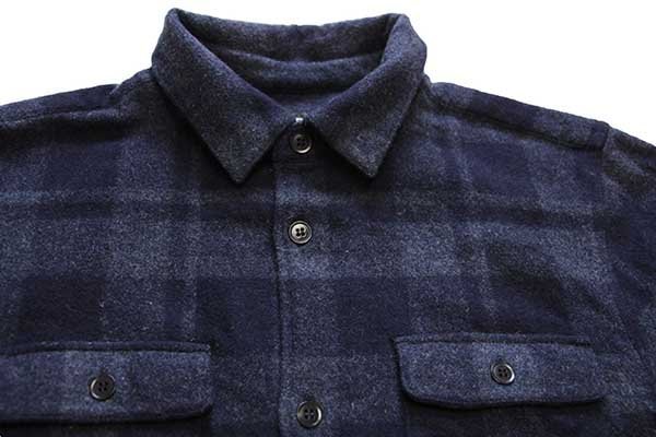 ルーマニア製 A.P.C. アーペーセー チェック マチ付き ウールシャツ 紺