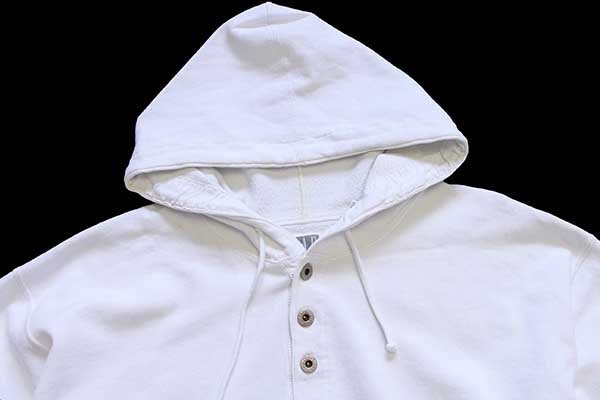 90s GAPギャップ 無地 ヘンリーネック スウェットパーカー 白 L